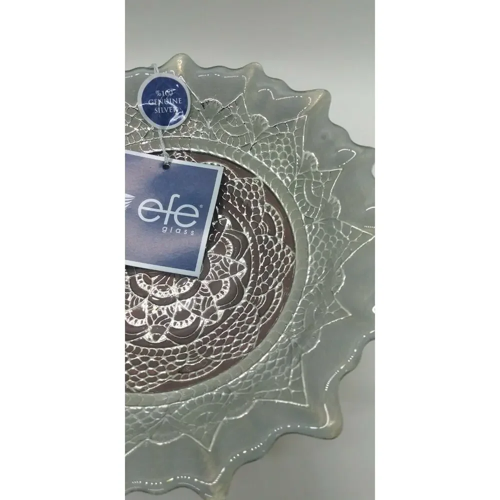 Efe Glass Turkish - 100% Genuine Silver Hand-Decorated Bowl! Beautiful!!